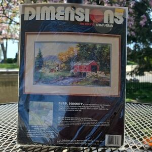 Rural Serenity Dimensions Cross Stitch Kit with Red Barn Design #3965 (18"×10")